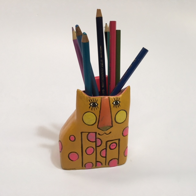 PENCIL CADDY, Yellow Cat